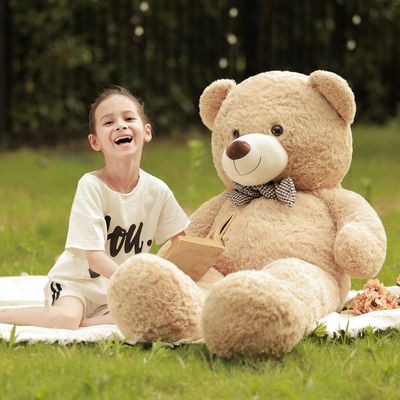 Poutmac 55 inch Giant Teddy Bear Stuffed Animal Brown Big Plush Teddy Bear Valentine's Gift for Girlfriend Soft Stuffed Bear Animals for Christmas,Birthday,Mother's Day