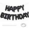 16 Inch Happy Birthday Banner Balloon - Black Letters Foil Balloons With Ribbon, Self Inflating Letter Balloon Bunting for Men Women Birthday Party Decorations Supplies view 1