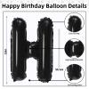 16 Inch Happy Birthday Banner Balloon - Black Letters Foil Balloons With Ribbon, Self Inflating Letter Balloon Bunting for Men Women Birthday Party Decorations Supplies view 2