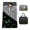 Kids Sleeping Bag Glow in The Dark Slumber Bag for Boys and Girls Padded Nap Mats for Preschool Grey Galaxy Stars Rocket Shining Luminous Sleepover Sack for Toddler Daycare Kindergarten view 1