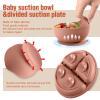 10 Pack Silicone Baby Feeding Set, Toddlers Led Weaning Feeding Supplies with Suction Baby Bowl Divided Plate Adjustable Bib Soft Silicone Spoon Fork, Infant Self Eating Utensil Set (Beige, Orange) view 4