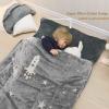 Grey Kids Sleeping Bags for Boys Girls Glow in The Dark Stars Space Slumber Bag Super Soft Nap Mat for Daycare Sleepovers | with Zipper Pillow Pocket and Carrying Bag view 4