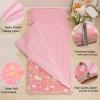 Pink Kids Sleeping Bags for Girls Glow in The Dark Unicorn Rainbow Stars Slumber Bag Super Soft Nap Mat for Daycare Sleepovers | with Zipper Pillow Pocket and Carrying Bag view 2