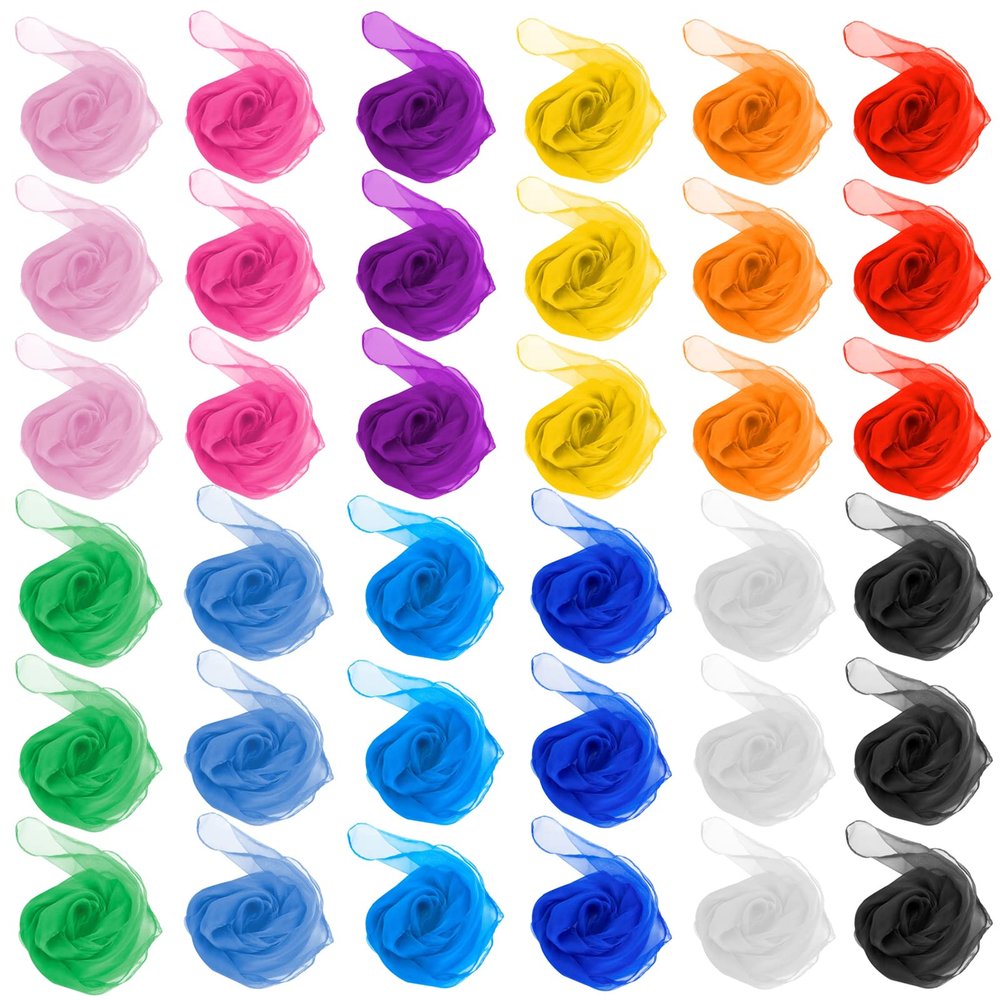TopTie 120PCS Juggling Dancing Scarves, Square Rhythm Movement Scarf for Music Class Clown 24x24 Inch