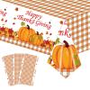 3PCS Thanksgiving Tablecloth Fall Tablecloth Rectangle Disposable Plastic Tablecloths Autumn Maple Leaves Pumpkin Table Cover for Thanksgiving Fall Harvest Party Holiday Dining Home Decor (54X108inch) view 1