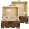 Angoily Treasure Chest, Wooden Treasure Chest Piggy Bank, Vintage Christmas Coin Storage Organizer with Lock and Key, Cash Savings Box for Kids Saving Case Classroom Office Home Decor Xmas Decoration view 2