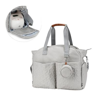 Breast Pump Bag - Baby Diaper Tote Bag with Laptop Sleeve Fit 15 Inch Laptop and Insulation Pocket, Fit Most Breast Pumps Like Medela, Spectra S1,S2 Avent (Brown)