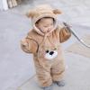 Baby Costumes Hooded Girls Cute Jumpsuit Infant Sleeve Cartoon Warm Fleece Long Romper Baby Boys (Coffee, 0-3 Months) view 2