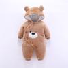 Baby Costumes Hooded Girls Cute Jumpsuit Infant Sleeve Cartoon Warm Fleece Long Romper Baby Boys (Coffee, 0-3 Months) view 3