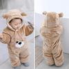 Baby Costumes Hooded Girls Cute Jumpsuit Infant Sleeve Cartoon Warm Fleece Long Romper Baby Boys (Coffee, 0-3 Months) view 4