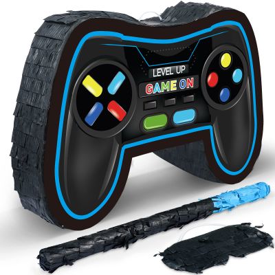Zonon Video Game Controller Piata Bundle Fiesta Gaming Controller Piata Set with Blindfold and Bat Birthday Gamer Party Supplies Game for Gaming Theme Carnival Events Decor(Blue)