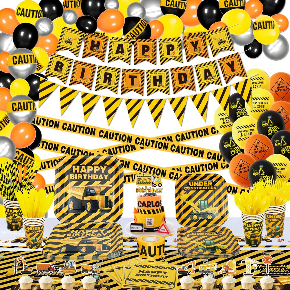 231 Pack Construction Birthday Party Supplies Dump Truck Construction Birthday Decorations Construction Party Plates Construction Tablecloth Cups Napkins Serves 20