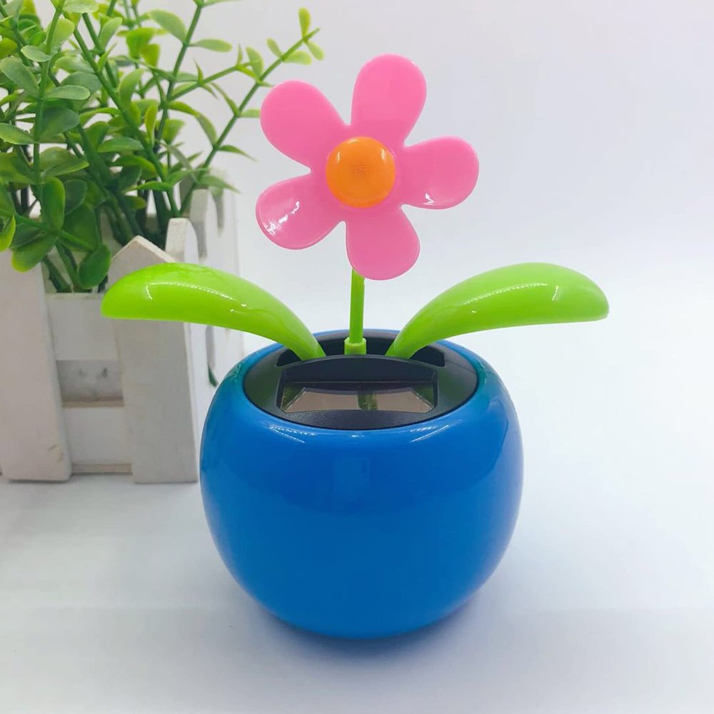 Walbest Solar Dancing Flower Car Dashboard Decorations - Funny Solar Powered Dancing Flower Pot Car Ornaments Flower Swinging Toy for Car Decor, Funny Gifts for Friends B