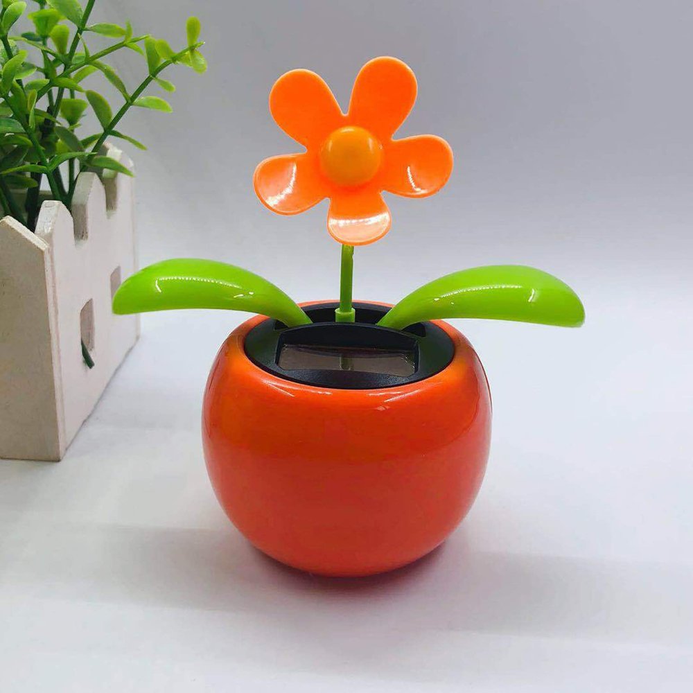 Walbest Solar Dancing Flower Car Dashboard Decorations - Funny Solar Powered Dancing Flower Pot Car Ornaments Flower Swinging Toy for Car Decor, Funny Gifts for Friends W
