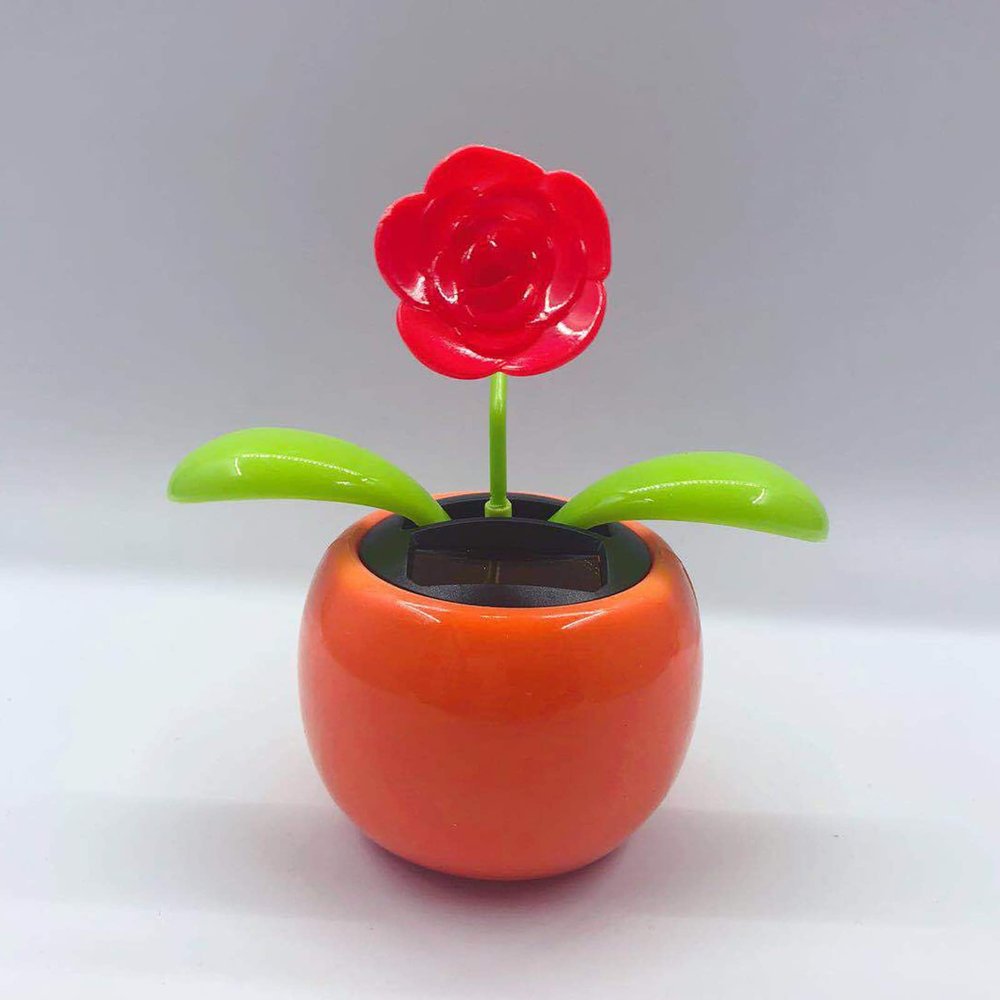 Walbest Solar Dancing Flower Car Dashboard Decorations - Funny Solar Powered Dancing Flower Pot Car Ornaments Flower Swinging Toy for Car Decor, Funny Gifts for Friends T