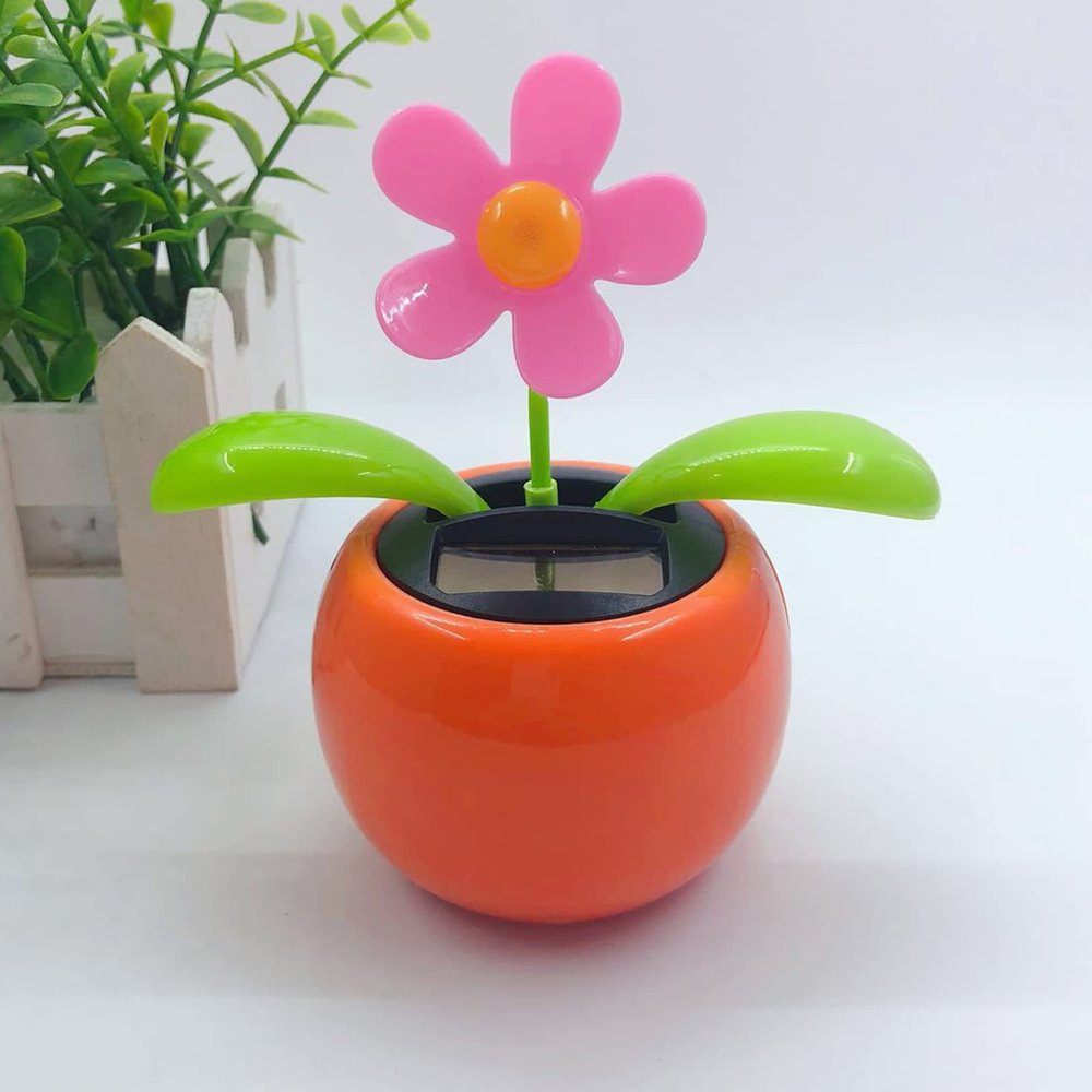 Walbest Solar Dancing Flower Car Dashboard Decorations - Funny Solar Powered Dancing Flower Pot Car Ornaments Flower Swinging Toy for Car Decor, Funny Gifts for Friends E