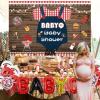 BBQ Baby Shower Decorations, Baby Q Party Decorations with Barbecue Themed Baby Shower Backdrop, Red Checked Tablecloth, Baby Q Cupcake Toppers Foil balloons for Picnic Party Decor view 3