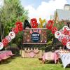 BBQ Baby Shower Decorations, Baby Q Party Decorations with Barbecue Themed Baby Shower Backdrop, Red Checked Tablecloth, Baby Q Cupcake Toppers Foil balloons for Picnic Party Decor view 4