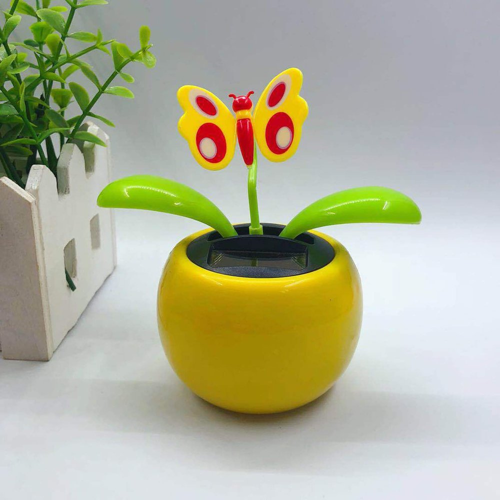 Walbest Solar Dancing Flower Car Dashboard Decorations - Funny Solar Powered Dancing Flower Pot Car Ornaments Flower Swinging Toy for Car Decor, Funny Gifts for Friends P