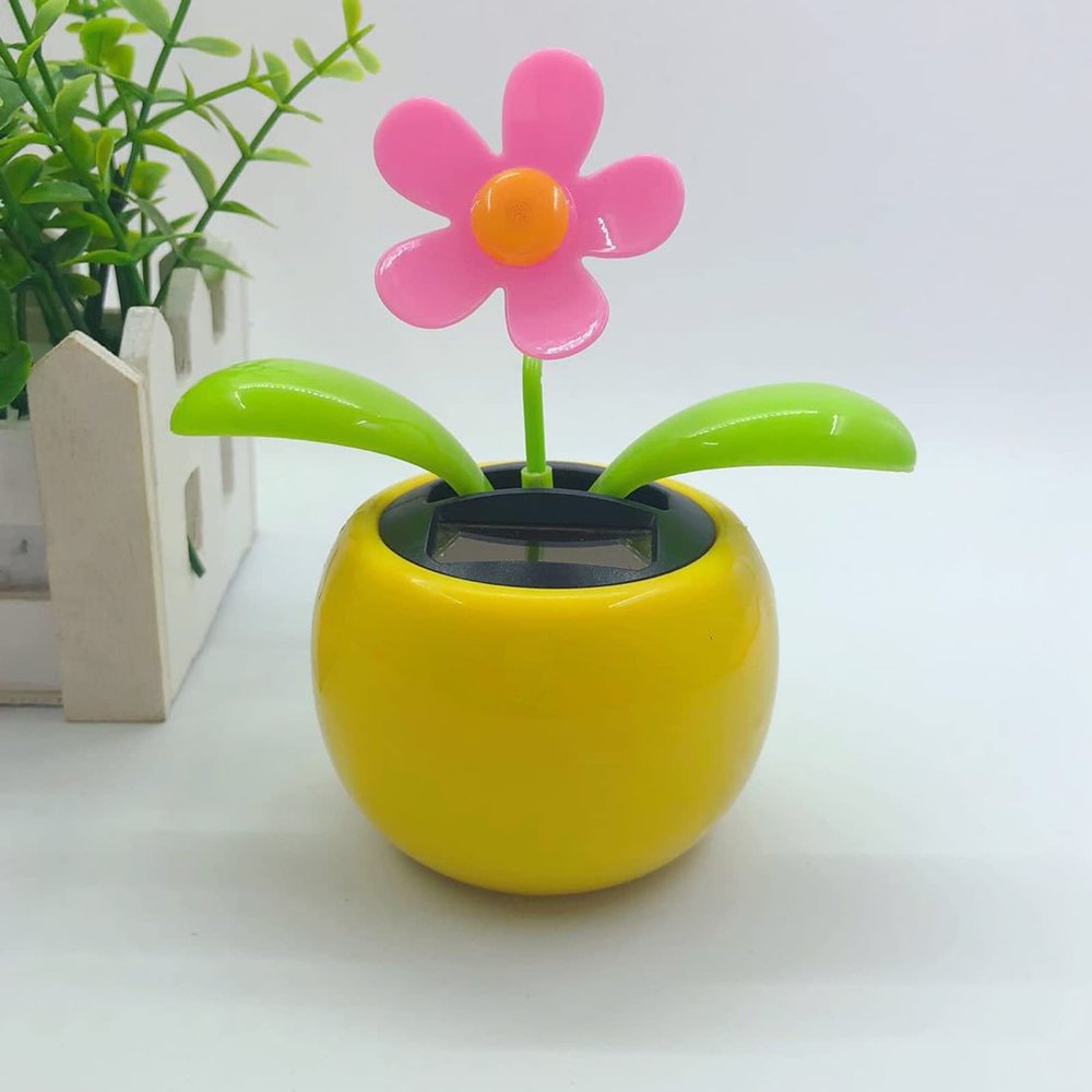 Walbest Solar Dancing Flower Car Dashboard Decorations - Funny Solar Powered Dancing Flower Pot Car Ornaments Flower Swinging Toy for Car Decor, Funny Gifts for Friends F