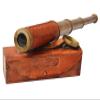 Antique Brass Telescope Orange Leather Case Dollond London 1920 Pirate Spyglass Vintage Handcrafted Collapsible Pirate Spyglass with Simple Leather Case, Nautical Gift view 1