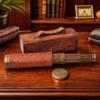 Antique Brass Telescope Orange Leather Case Dollond London 1920 Pirate Spyglass Vintage Handcrafted Collapsible Pirate Spyglass with Simple Leather Case, Nautical Gift view 2