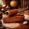 Antique Brass Telescope Orange Leather Case Dollond London 1920 Pirate Spyglass Vintage Handcrafted Collapsible Pirate Spyglass with Simple Leather Case, Nautical Gift view 3