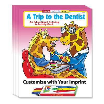 ZOCO A Trip to The Dentist Custom Educational Coloring Books (250 Bulk Pack, with Crayons) Dentist Toys for Kids Dental Office Supplies