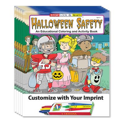ZOCO Halloween Safety Custom Coloring Books (250 Bulk Pack, Without Crayons) Gifts, Treat, Goodie Bag Filler, Party Favors Law Enforcement Handout for Kids