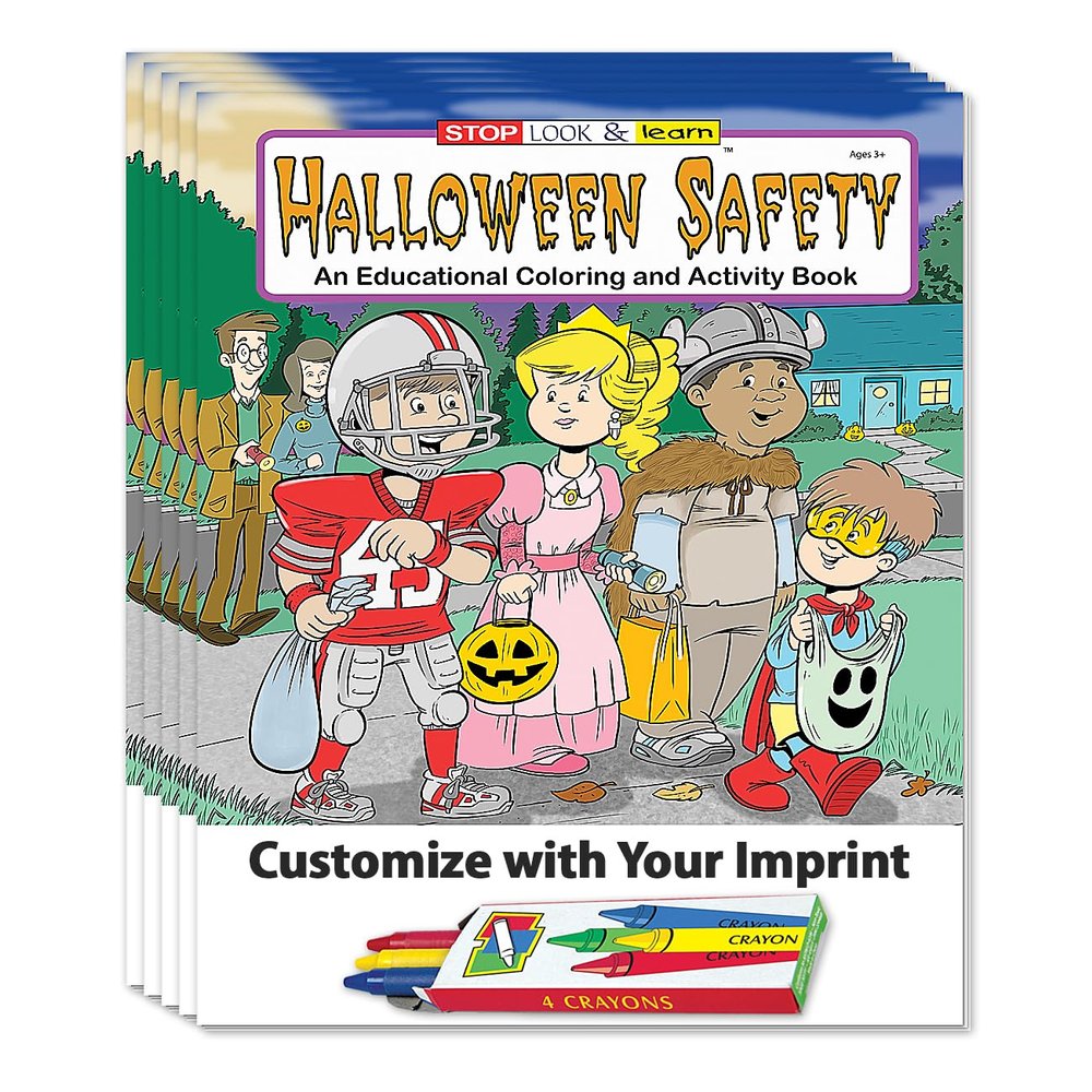 ZOCO Halloween Safety Custom Coloring Books (250 Bulk Pack, Without Crayons) Gifts, Treat, Goodie Bag Filler, Party Favors Law Enforcement Handout for Kids