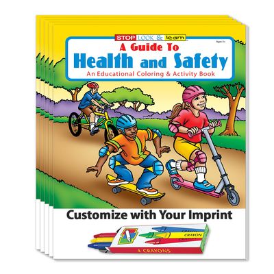 ZOCO Health and Safety Custom Promotional Coloring & Activity Books for Kids (250 Bulk Pack, With Crayons) Educational Wellness Activities for Ages 3+