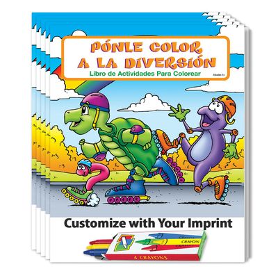 ZOCO  Fun to Color (in Spanish) Custom Promotional Coloring Books (250 Bulk Pack, with Crayons)  Games, Puzzles, Activities for Kids