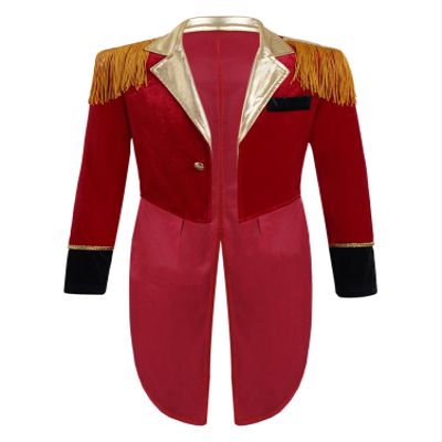 Aislor Kids Boys Tuxedo Tailcoat Fancy Dress Gentleman Jacket Long Sleeve Tassel Uniform Coat Circus Ringmaster Costume Red 12 Years