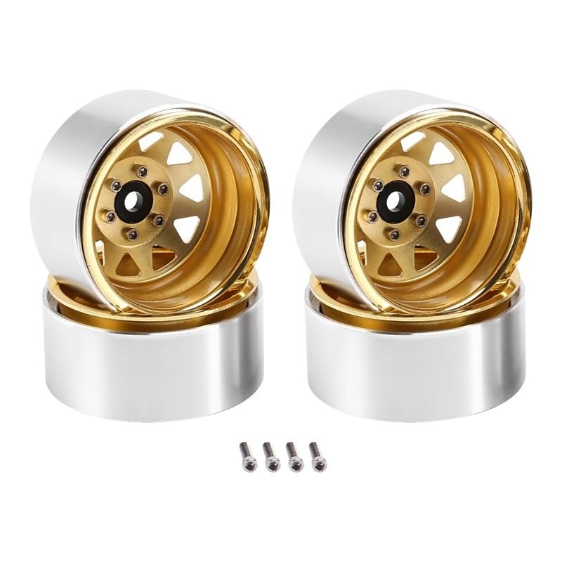 4PCS Deep Dish Wagon Metal 1.9 Beadlock Wheel Hub Rim for 1/10 RC Crawler Axial SCX10 90046 Traxxas TRX4 RC4WD D90 ( Color : Yellow )