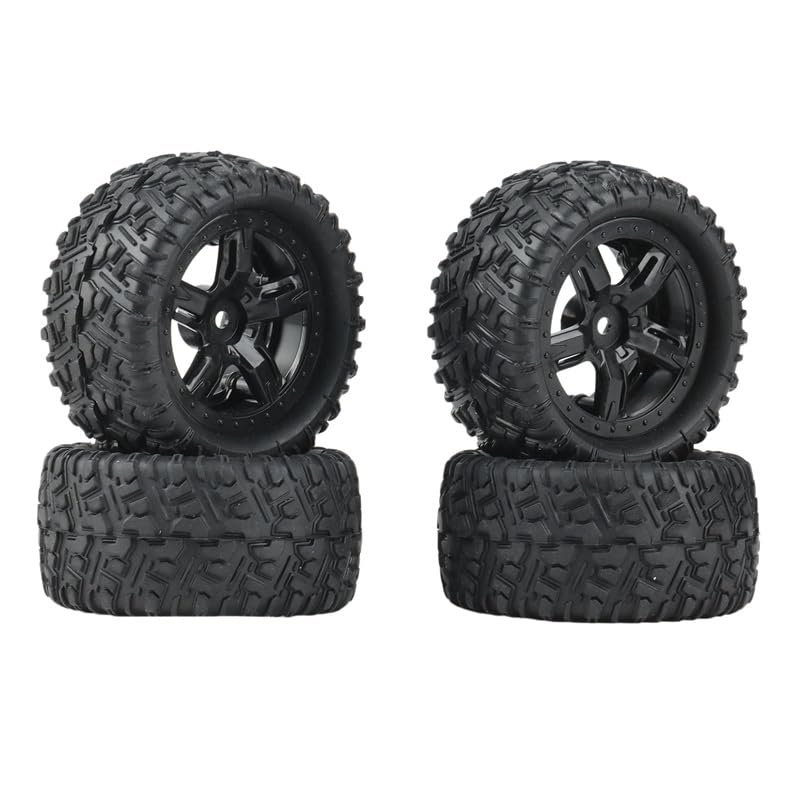 Greendhat 4Pcs Rubber Tires Tyre Wheel P6973 for Remo Hobby Smax 1621 1625 1631 1635 1651 1655 1/16 RC Car Upgrade Parts ( Color : Black )
