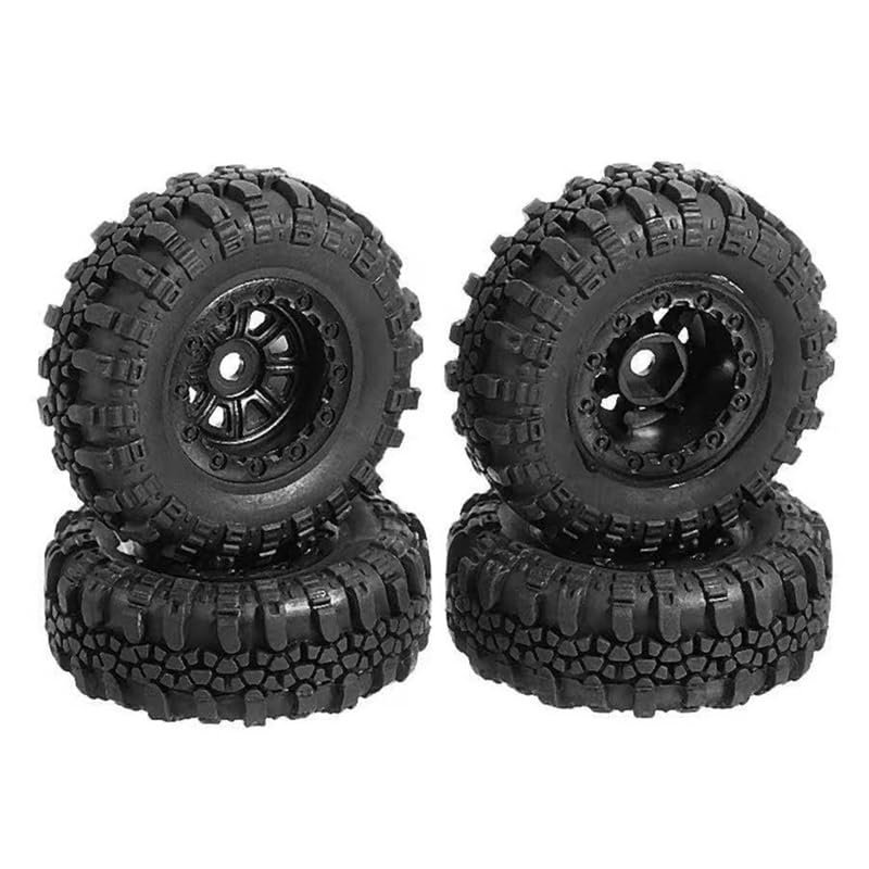 4PCS 47X18mm Wheel Rims Tires Tyre Set for Axial SCX24 90081 AXI00001 1/24 RC Crawler Car Upgrade Parts Accessories ( Color : Black )