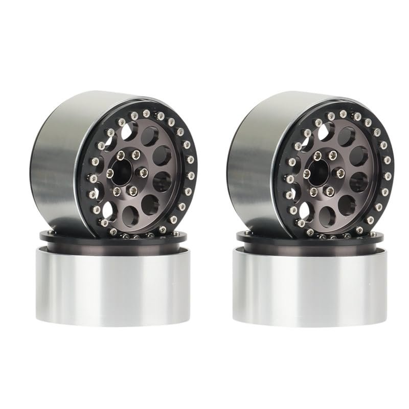 Greendhat 4PCS Metal 2.2 Beadlock Wheel Hub Rim for 1/10 RC Crawler Axial SCX10 RR10 Wraith 90056 90048 Traxxas TRX4 TRX-6, ( Color : Titanium )
