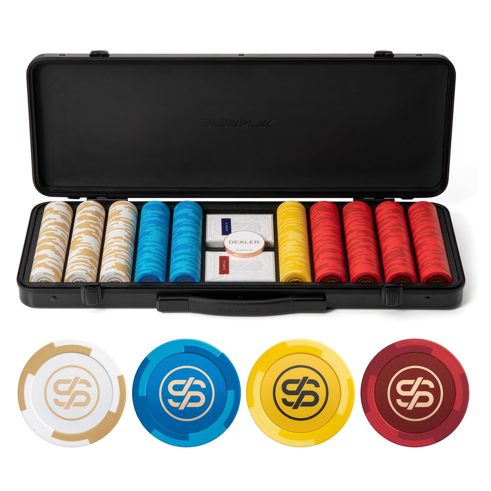 SLOWPLAY Godel 14g Clay Poker Chips Set for Texas Holdem, 500 PCS [Blank Chips] Features a High-end Chip case with Extra Durable German Polycarbonate Shell, Ideal Gifts for Poker Players