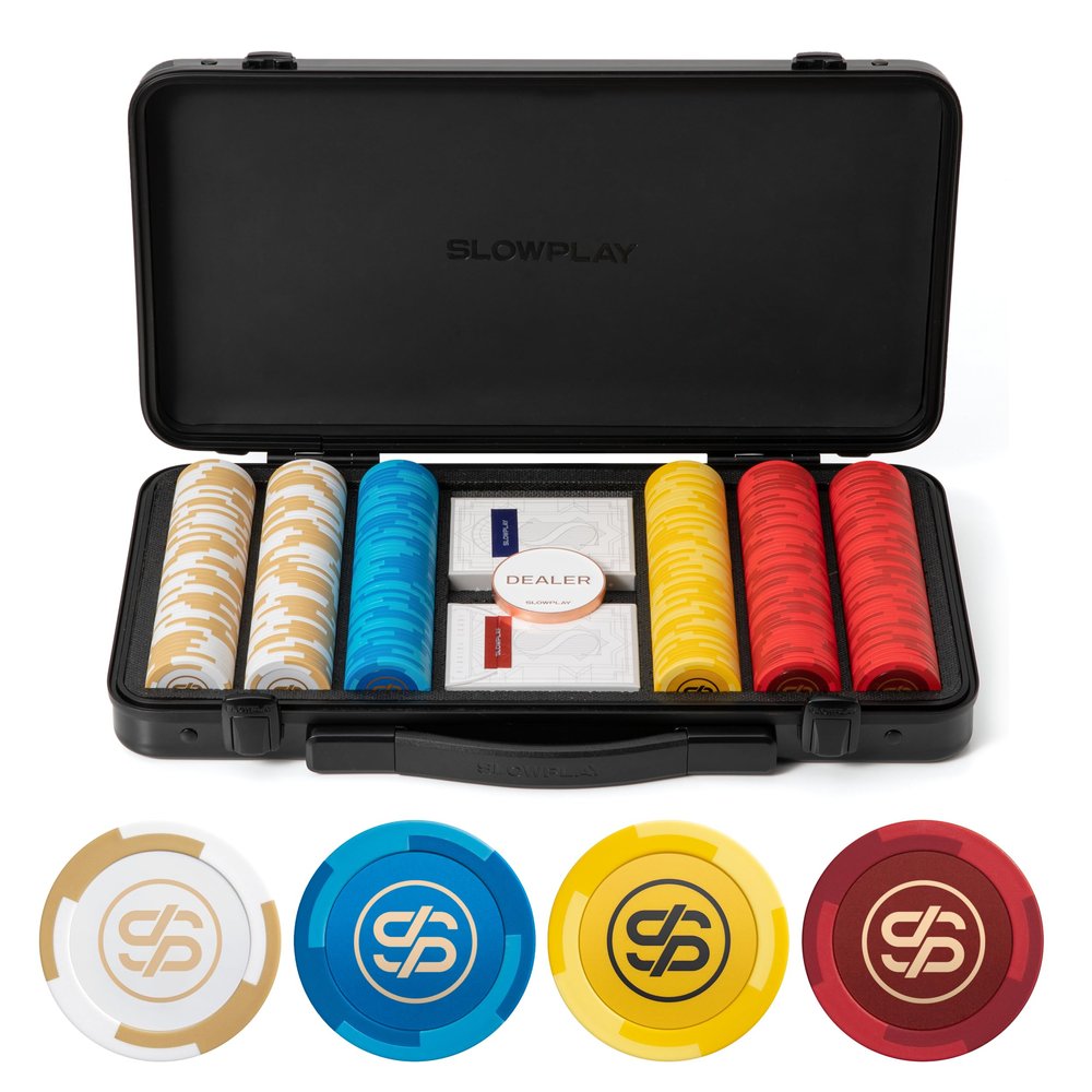 SLOWPLAY Godel 14g Clay Poker Chips Set for Texas Holdem, 300 PCS [Blank Chips] Features a High-end Chip case with Extra Durable German Polycarbonate Shell, Ideal Gifts for Poker Players