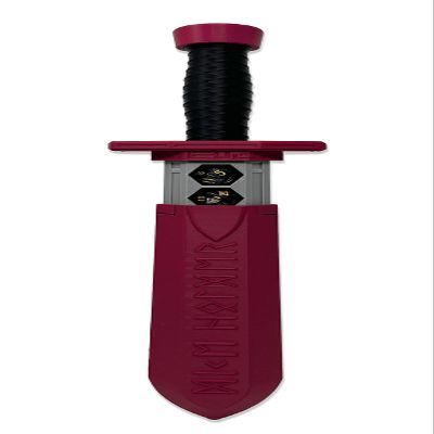 MunnyGrubbers - Sword Dagger Dice Holder - (Random 7PCS D20 Dice Set Included) - Custom Polyhedral Dice Storage for Tabletop RPG - Dungeons and Dragons - DND - D&D (Maroon)