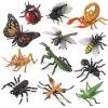 SCAHOW 12 PCS Fake Bug Toys for Kids, Plastic Bugs Animal Figures Halloween Party Favor Cake Topper Insect Figurines view 1