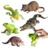 SCAHOW 5PCS Soft Rubber Squishy Toys, TPR Super Stretch Animal Toys for Kids, Rubber Animal Figures Set with Frog, Tadpole, Crocodile, Rat, Pangolin view 1