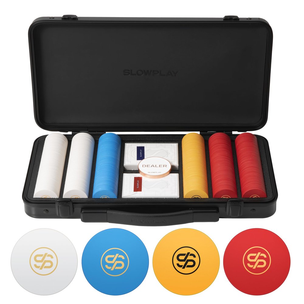 SLOWPLAY Godel Ceramic Poker Chips Set for Texas Hold'em, 300 PCS [Blank Chips], 39mm & 10g Each | Features a High-end Chip case with Extra Durable German Polycarbonate Shell