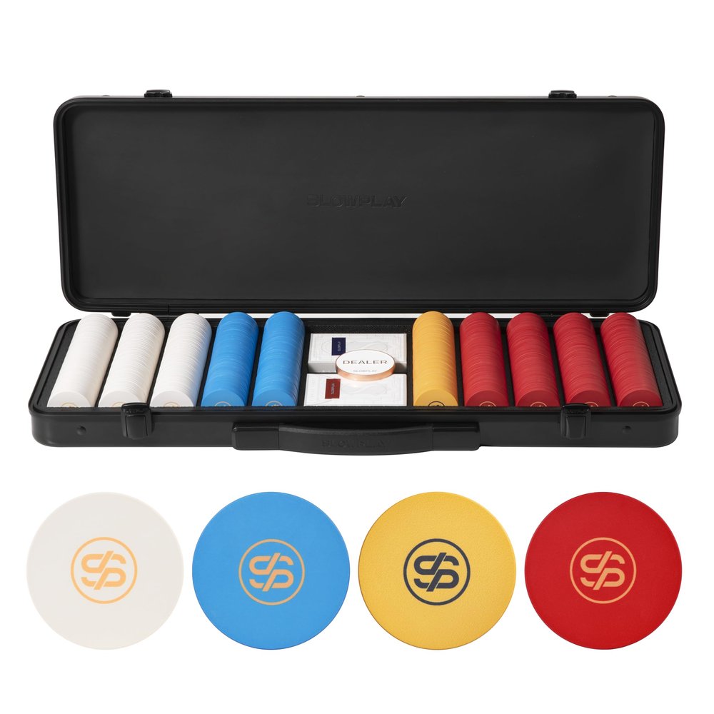 SLOWPLAY Godel Ceramic Poker Chips Set for Texas Hold'em, 500 PCS [Blank Chips], 43mm & 12g Each | Features a High-end Chip case with Extra Durable German Polycarbonate Shell