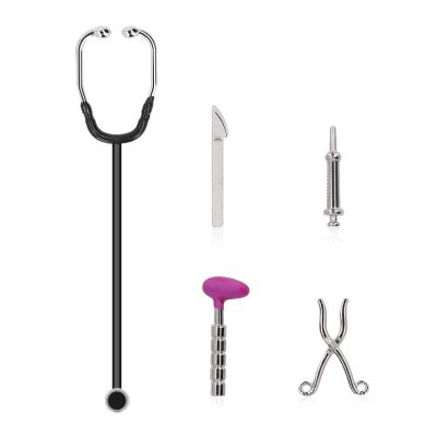 5pcs Mini Hospital Toys, Simulation Exquisite Dollhouse Stethoscope Set Miniature Doctor Tools for 1:12 Doll House Mini House Model Accessory
