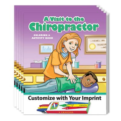 ZOCO  A Visit to The Chiropractor  Custom Coloring & Activity Books (250 Bulk Pack, with Crayons)  Chiropractic Office Toys for Kids  Add Your Imprint