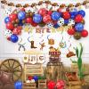 Fiesec My First Rodeo Decorations Boy, Western Cowboy 1st Birthday Party Decorations - Balloon Hanging Swirl Monthly Photo Highchair Banner Cake Topper view 1