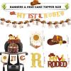 Fiesec My First Rodeo Decorations Boy, Western Cowboy 1st Birthday Party Decorations - Balloon Hanging Swirl Monthly Photo Highchair Banner Cake Topper view 3