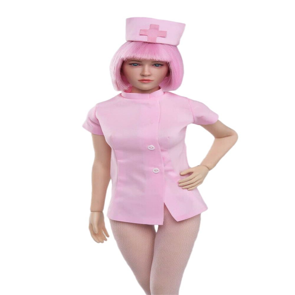 1/6 Scale Female Clothes,Female Nurse Head Sculpt Uniform Clothing Set for 12inch Action Figure Body (C)