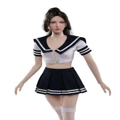 1/6 Scale Female Clothes,Female Student School Uniform Clothing and Head Sculpt for 12inch Action Figure Body (B)